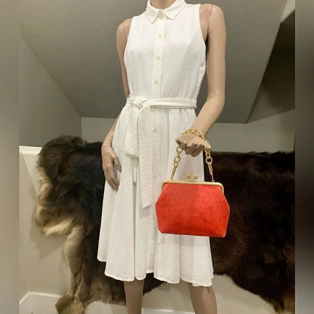 Handmade Genuine Ostrich Textured Leather 